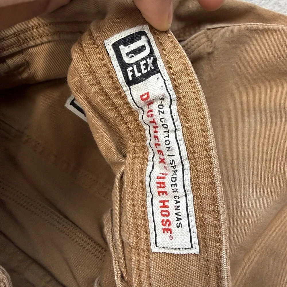 Duluth Flex Fire Hose 5 Pocket‎ Pants Mens 31x31 Tan Slim Fit Stretch workwear